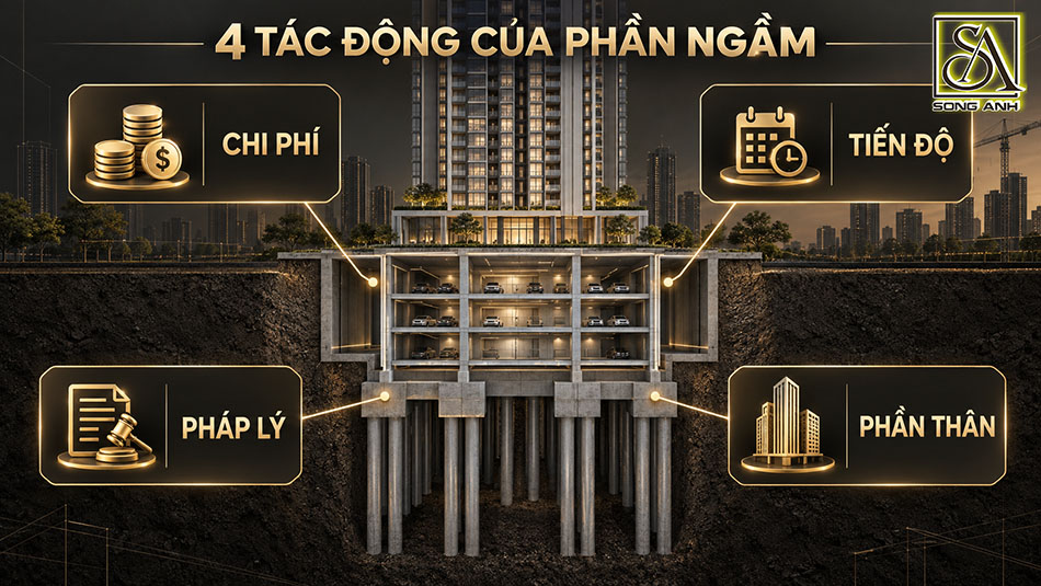 Bốn tác động của thiết kế kết cấu phần ngầm đến chi phí, tiến độ, pháp lý và phần thân